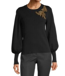 𝅺worthington Black Crew Neck Long Balloon Sleeve Sweater